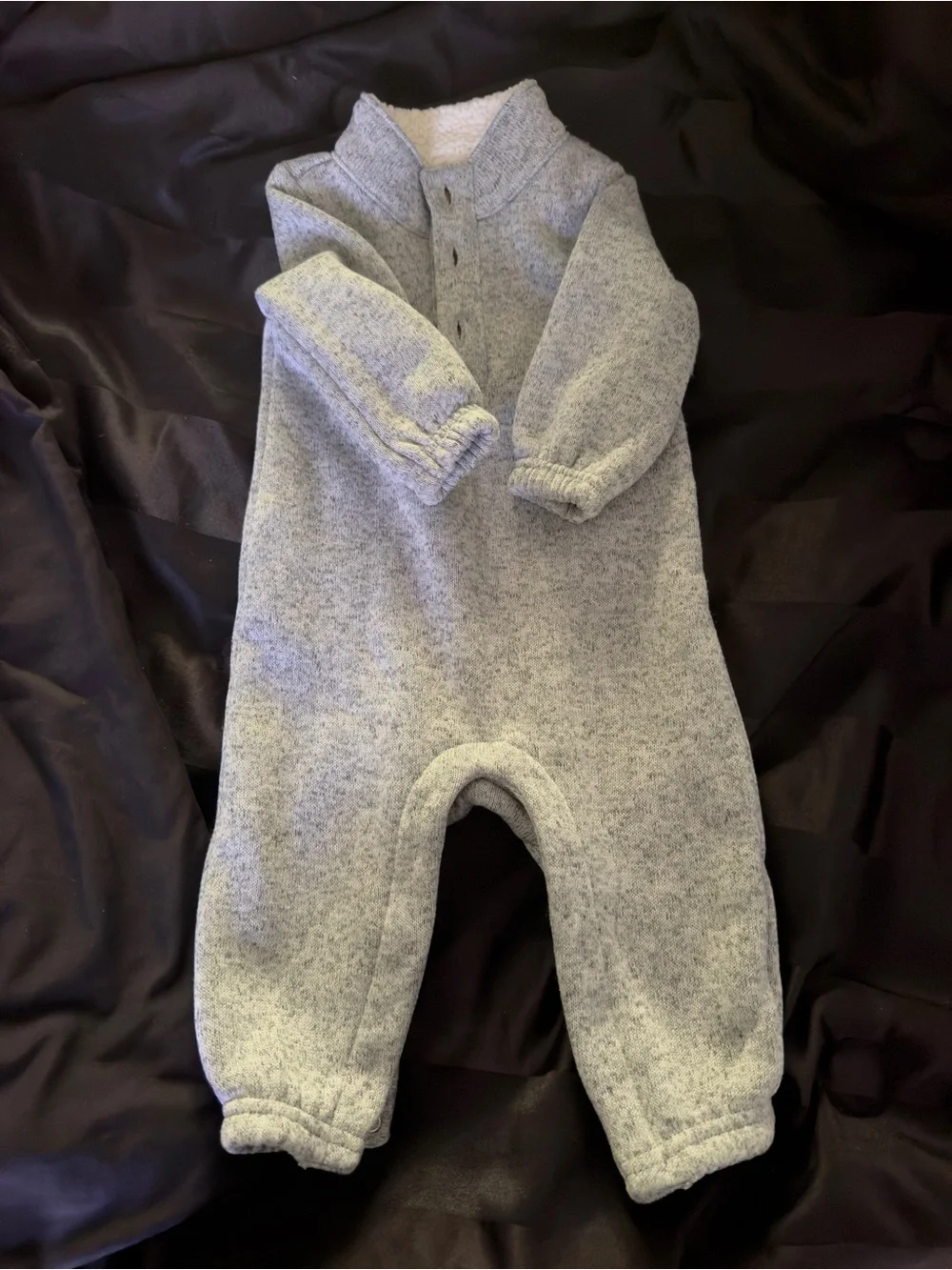 Carter's Heather Gray Sherpa-Lined Kids Sleep Romper